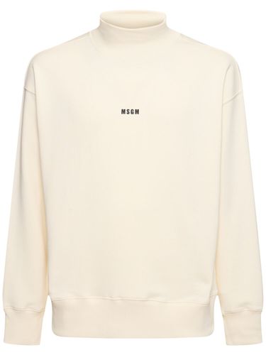 Micro Logo Print Turtleneck Sweatshirt - MSGM - Modalova