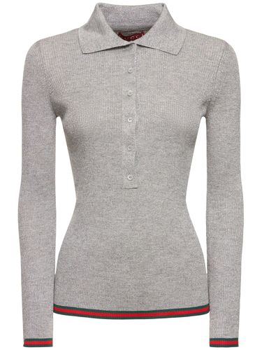 Extra Fine Rib Cashmere Blend Knit Top - GUCCI - Modalova