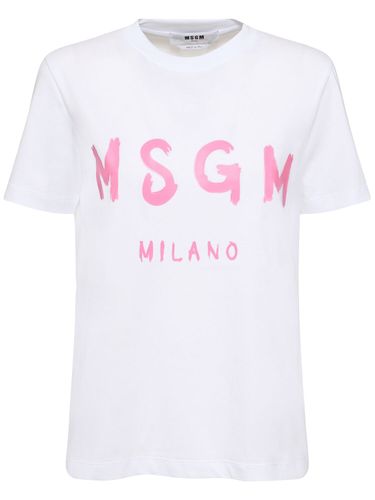 Cotton Jersey Logo T-shirt - MSGM - Modalova