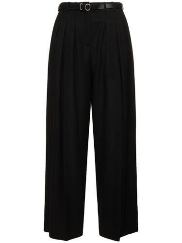 Pleated Belted Wool Wide Pants - JIL SANDER - Modalova