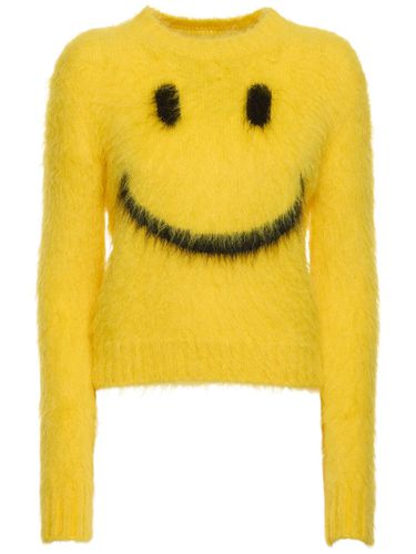 Mohair Blend Knit Crewneck Sweater - MOSCHINO - Modalova