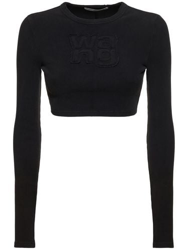 Distressed Cotton Long Sleeve T-shirt - ALEXANDER WANG - Modalova