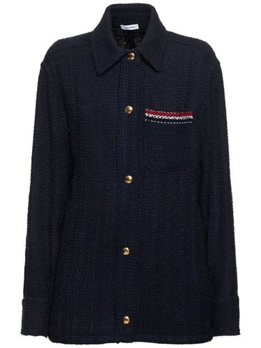 Solid Tweed Shirt Jacket W/ Pocket - THOM BROWNE - Modalova