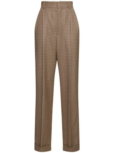 High Rise Jacquard Straight Pants - MOSCHINO - Modalova