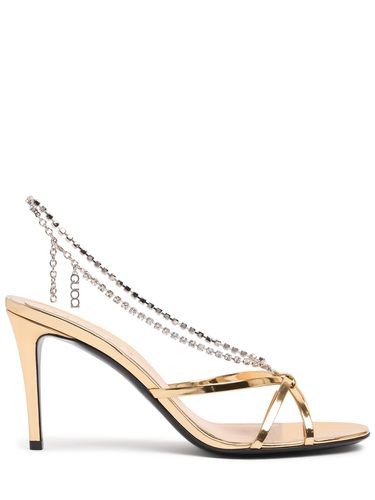 Mm Leather Sandals W/ Crystal Chain - GUCCI - Modalova