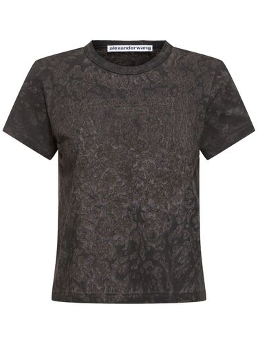 Embossed Logo Cotton Crop T-shirt - ALEXANDER WANG - Modalova