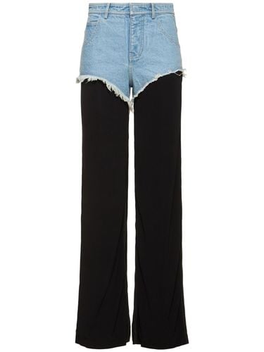 Layered Denim & Jersey Pants - CHRISTOPHER ESBER - Modalova