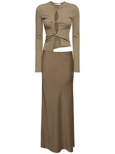 Long-sleeved Satin Dress W/cutouts - CHRISTOPHER ESBER - Modalova