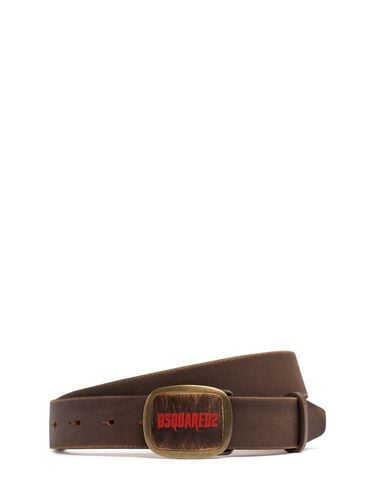 Mm Logo Plaque Leather Belt - DSQUARED2 - Modalova