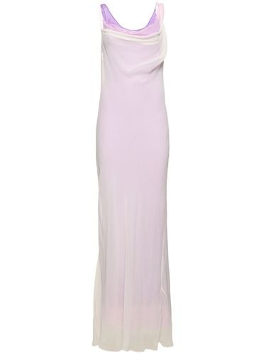 Tri-layered Cowl Neck Satin Long Dress - CHRISTOPHER ESBER - Modalova