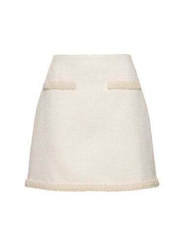 Bouclé Pearl Trim Mini Skirt - SELF-PORTRAIT - Modalova