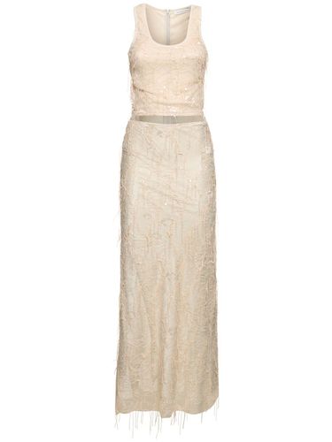 Embellished Lace Cutout Long Dress - CHRISTOPHER ESBER - Modalova