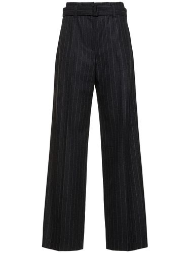 Pinstripe Wool Flannel Wide Pants - BRUNELLO CUCINELLI - Modalova