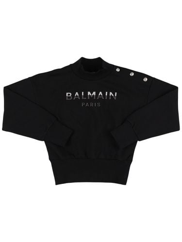 Sudadera De Algodón Con Logo Glitter - BALMAIN - Modalova