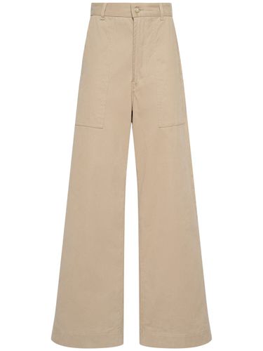 Cotton Blend Gabardine Pants - MONCLER - Modalova