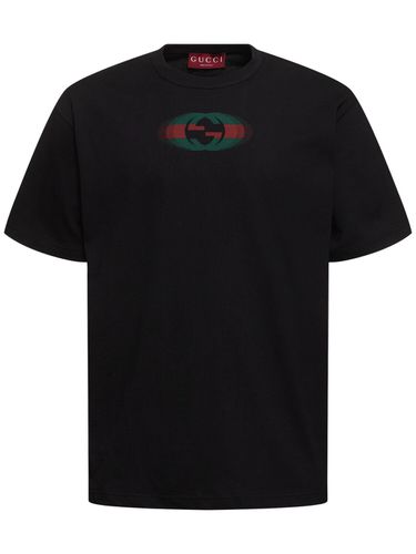 Camiseta Gg De Algodón Con Logo - GUCCI - Modalova