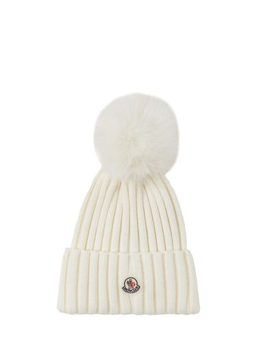 Virgin Wool Beanie W/ Pompom - MONCLER - Modalova