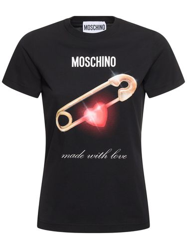 Printed Cotton Jersey T-shirt - MOSCHINO - Modalova