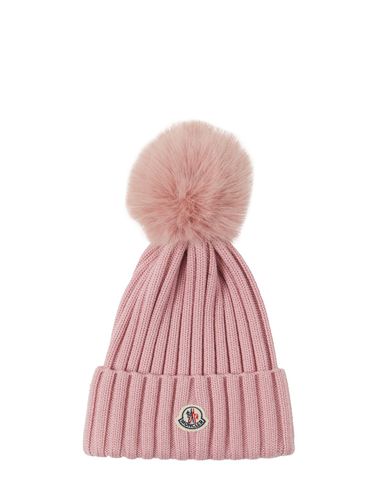 Virgin Wool Beanie W/ Pompom - MONCLER - Modalova