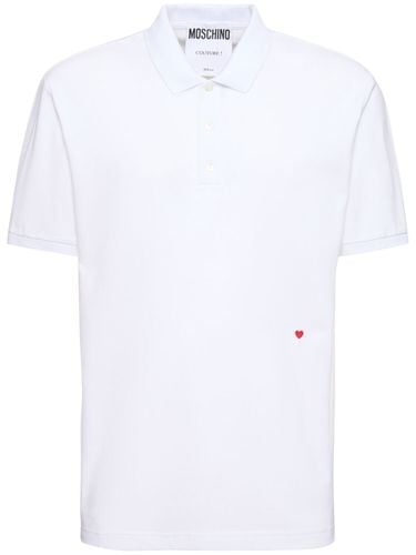 Heart Embroidery Polo - MOSCHINO - Modalova