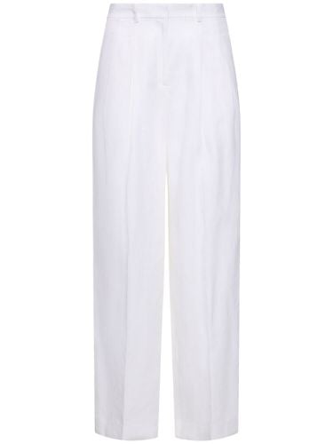 Pleated Linen Wide Pants - THEORY - Modalova