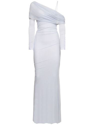 Draped Silk Tulle Long Dress - CHRISTOPHER ESBER - Modalova