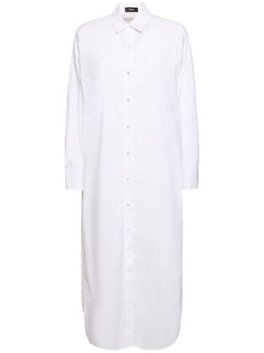 Cotton Blend Poplin Midi Shirt Dress - THEORY - Modalova