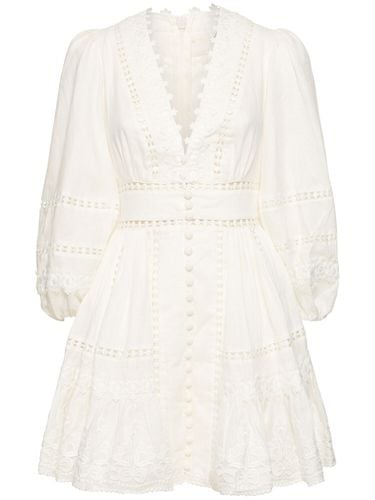 Pop Trimmed Linen Mini Dress - ZIMMERMANN - Modalova