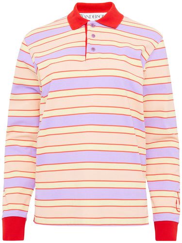 Striped Cotton Long Sleeve Polo T-shirt - JW ANDERSON - Modalova