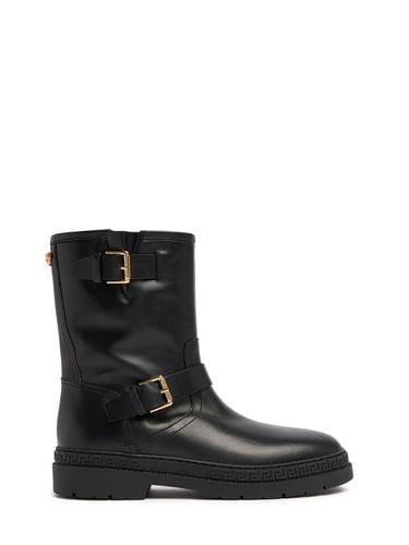 Botas Biker De Piel - VERSACE - Modalova