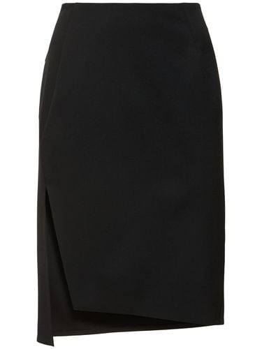 Stretch Wool Midi Skirt - VERSACE - Modalova