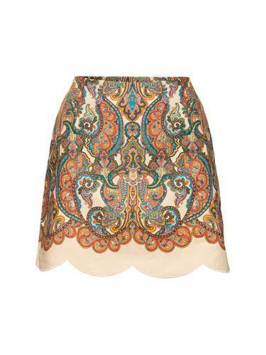 Ottie Printed Linen Scalloped Mini Skirt - ZIMMERMANN - Modalova