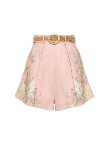 Shorts De Lino Estampado - ZIMMERMANN - Modalova