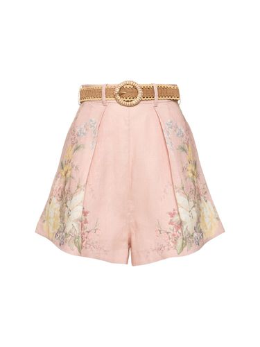 Shorts Waverly In Lino Stampato Con Cintura - ZIMMERMANN - Modalova