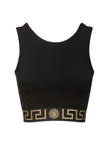 Logo Jersey Sport Bra Top - VERSACE - Modalova