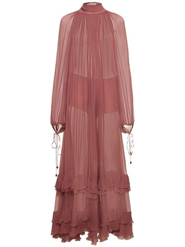 Draped Silk Mousseline Long Dress - CHLOÉ - Modalova