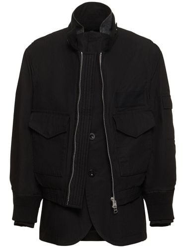 Cotton Blend Ripstop Zip Jacket - SACAI - Modalova