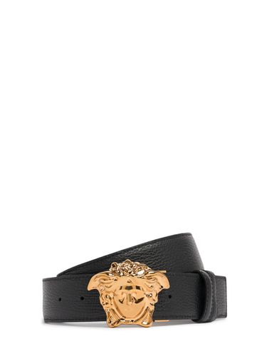 Cm Medusa Reversible Leather Belt - VERSACE - Modalova