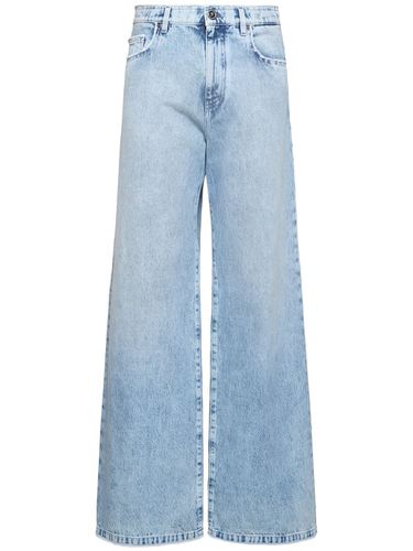 Stonewashed Denim Wide Jeans - VERSACE - Modalova