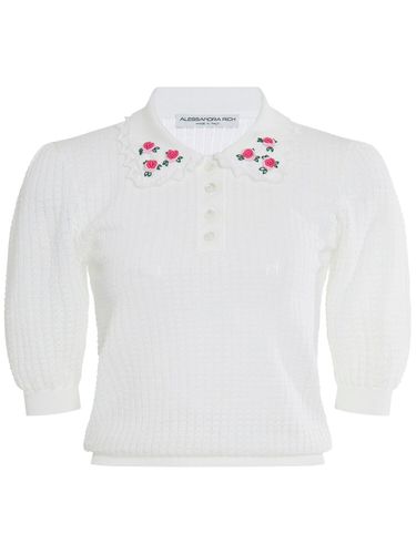 Embroidered Wool Knit Top - ALESSANDRA RICH - Modalova