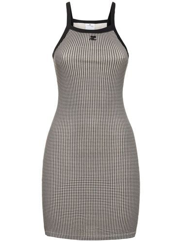 Contrast Houndstooth Cotton Mini Dress - COURREGES - Modalova