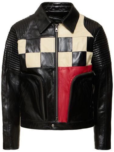 Checkerboard Leather Biker Jacket - ANDERSSON BELL - Modalova