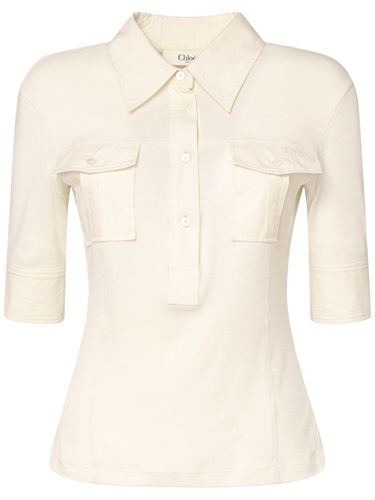 Cotton Interlock Short Sleeve Shirt - CHLOÉ - Modalova