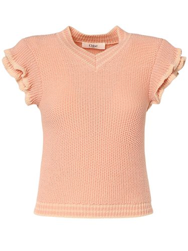 Knit Wool V-neck Top - CHLOÉ - Modalova