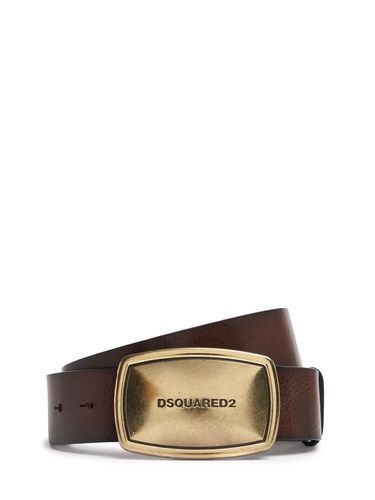 Mm Breiter Ledergürtel Mit Logo-plakette - DSQUARED2 - Modalova