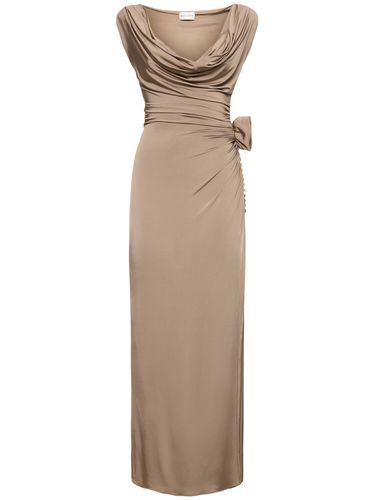 Draped Viscose Jersey Midi Dress W/rose - MAGDA BUTRYM - Modalova