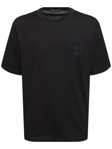 Cotton Jersey Tonal Logo T-shirt - DOLCE & GABBANA - Modalova