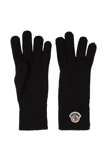 Logo Virgin Wool Tricot Gloves - MONCLER - Modalova