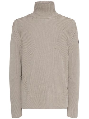 Logo Cotton Turtleneck Sweater - MONCLER - Modalova