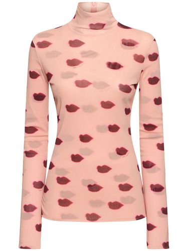 Lip Print Mesh Turtleneck - STELLA MCCARTNEY - Modalova